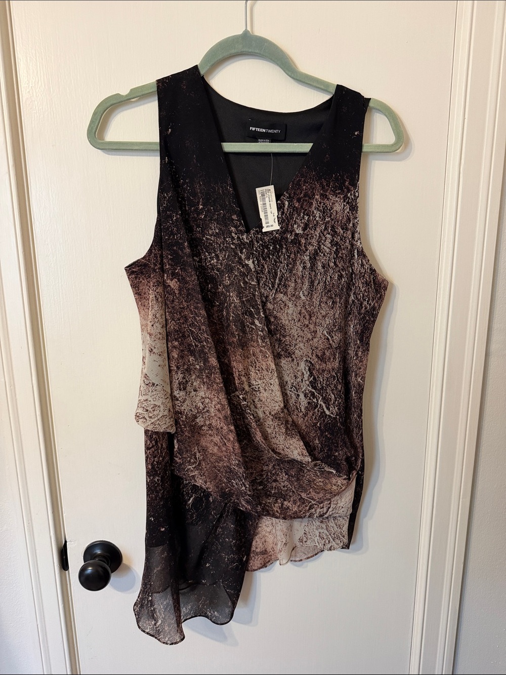 NWT Fifteen Twenty L Brown and Black Marble-Effect Sleeveless Top from Gus Mayer - Picture 1 of 3